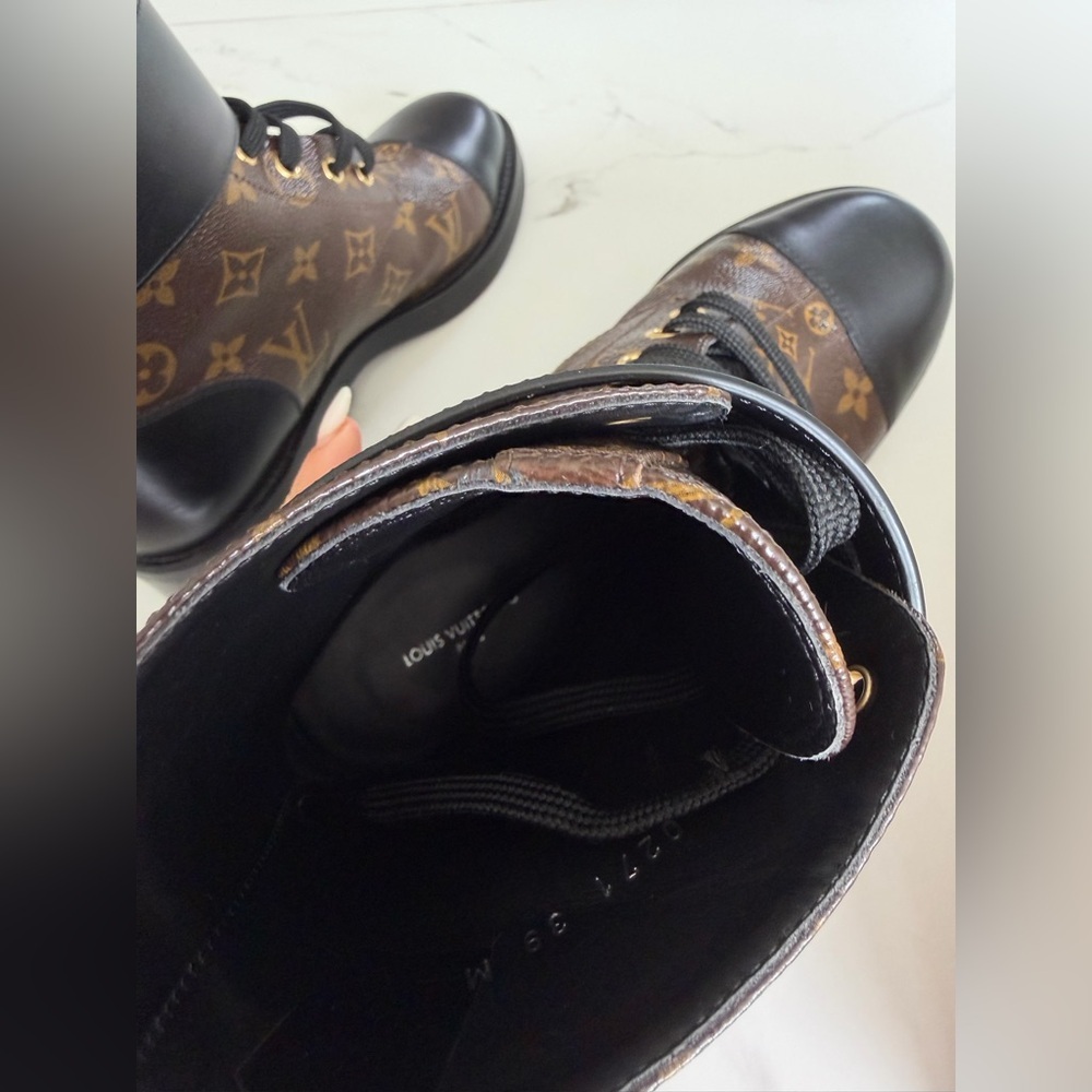 Louis Vuitton Monogram Black and Brown Combat Boots - Picture 8 of 10